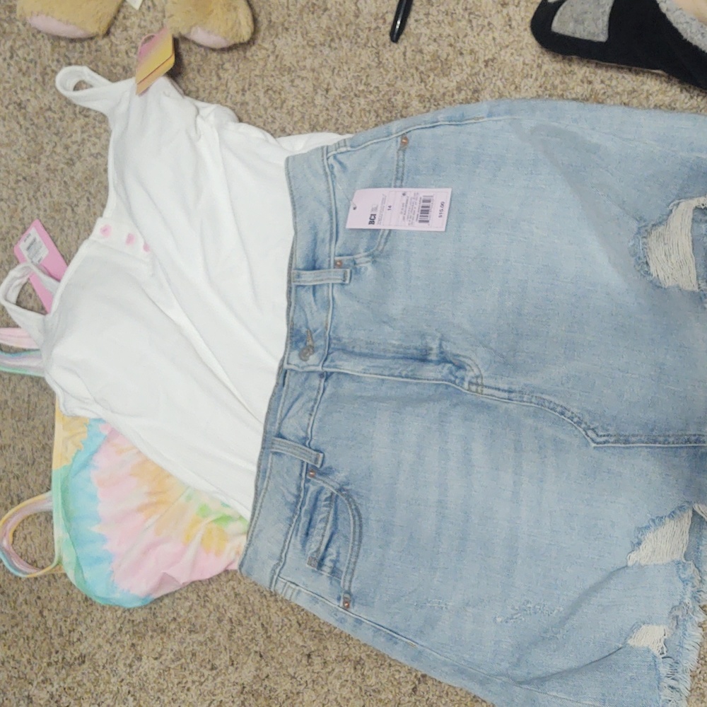 Stony clover swimsuit bundle wild fable denim skirt tie dye white hearts cute 🥰